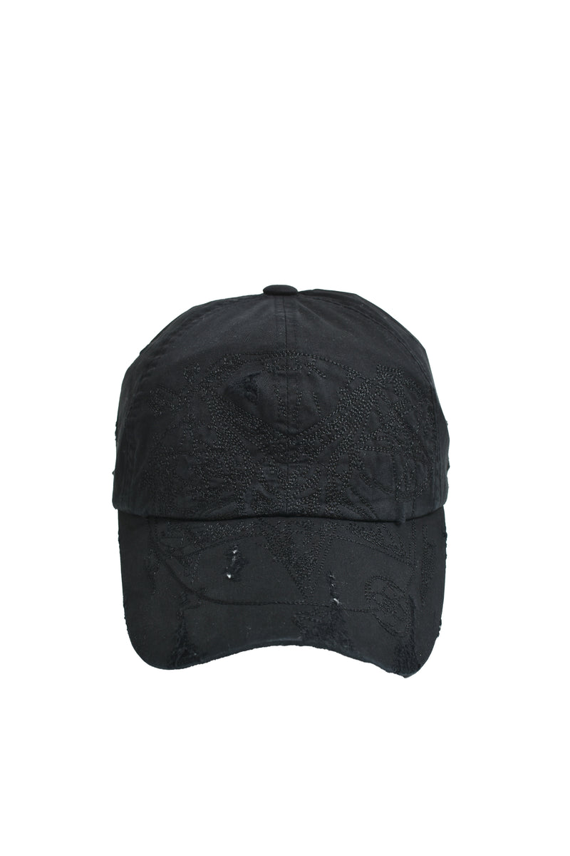 EMOstanceclub DESTROYED EMBROIDERY CAP / BLK